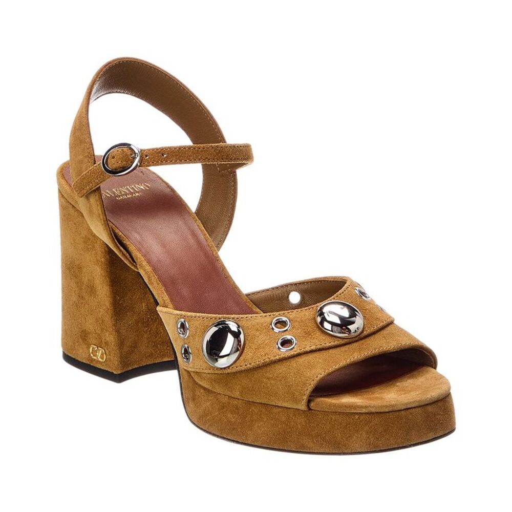 Valentino Vlogo Signature Suede Sandal, Brown